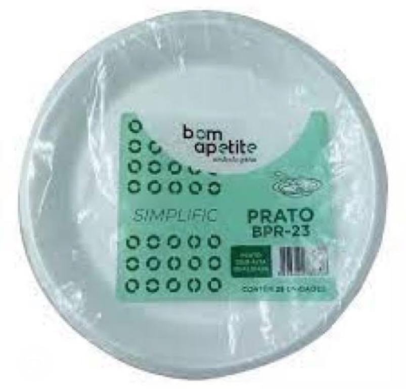 PRATO ISOPOR BOM APETIT 23CM RASO C/25UN