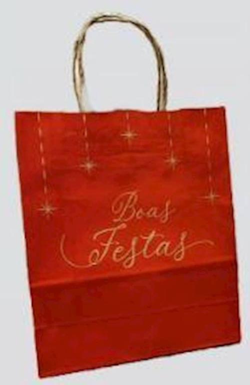 SACOLA PAPEL IMP. BOAS FESTAS 31X26X13CM UN