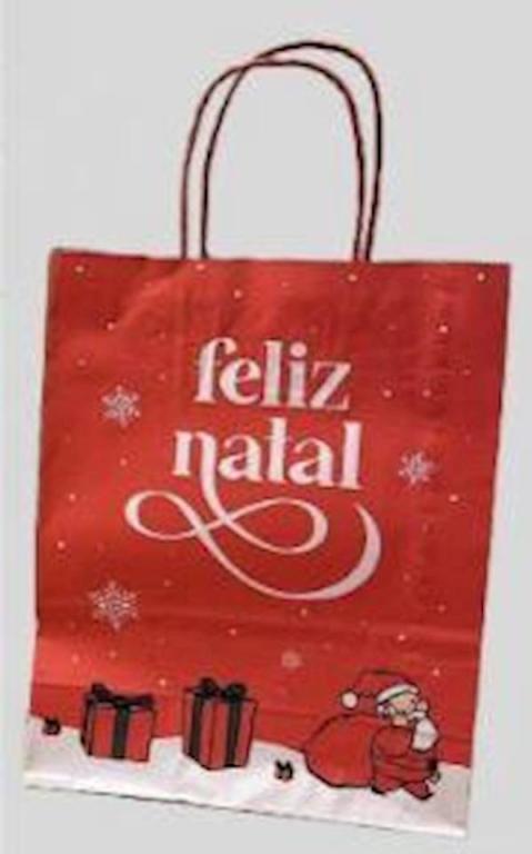 SACOLA PAPEL IMP. FELIZ NATAL 26X21X09CM UN