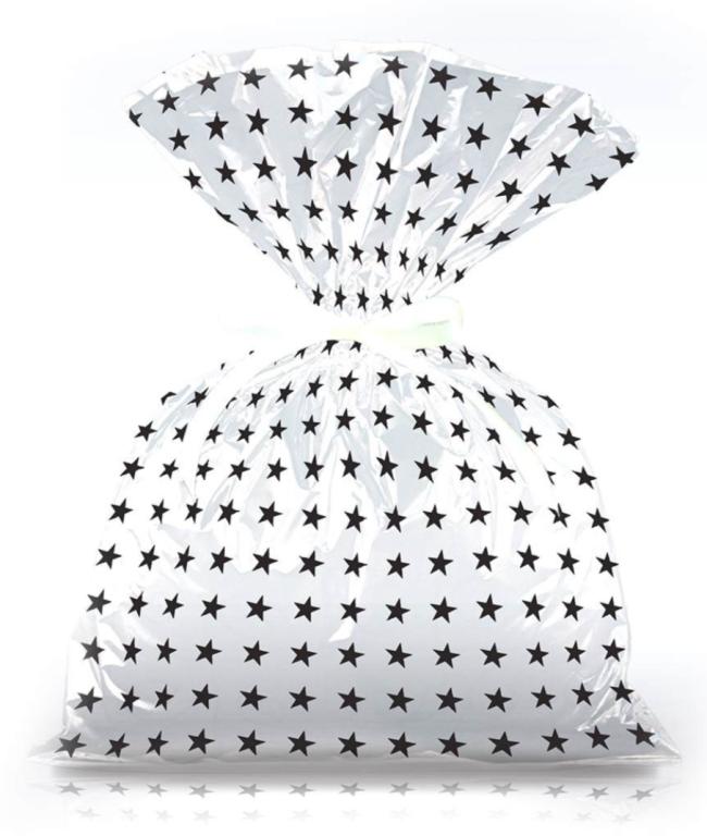 SACO PLAST. PP DECORADO ESTRELINHA DOURADA 10X15 C/50UN