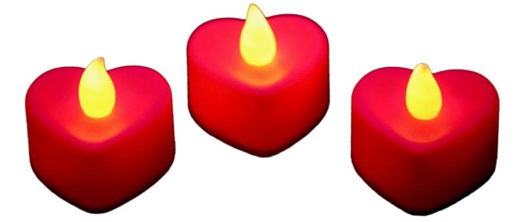 VELA LED CORACAO VERMELHA