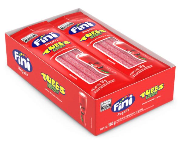 BALA FINI REGALIZ TUBES MORANGO CITRICO 15G