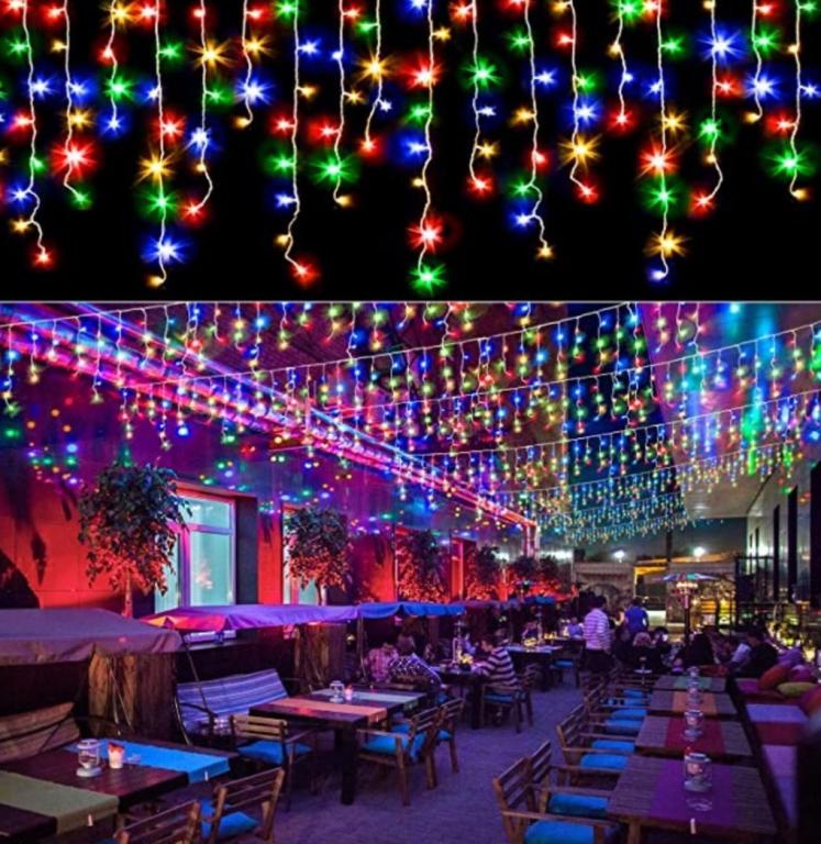 CASCATA PISCA DE NATAL COLORIDA C/100 LEDS 08 FUNCOES 2,3MT