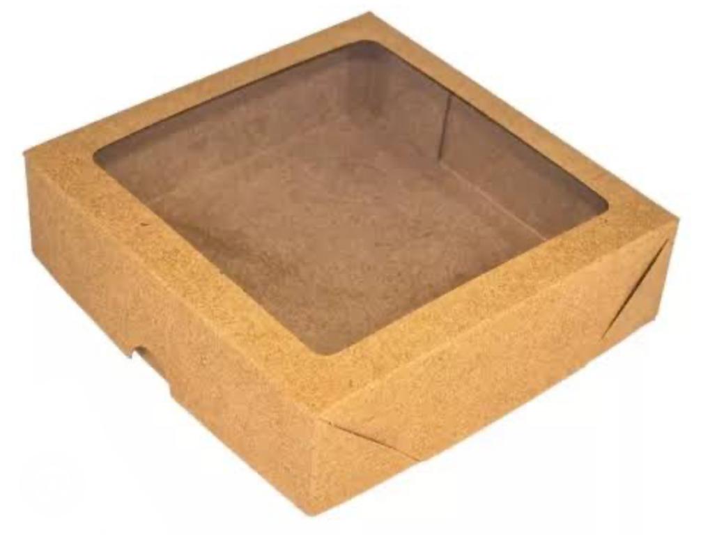 CAIXA KRAFT AGABOX C/ VISOR P/06 BRIGADEIRO GOURMET 12cmX8cmX4cm