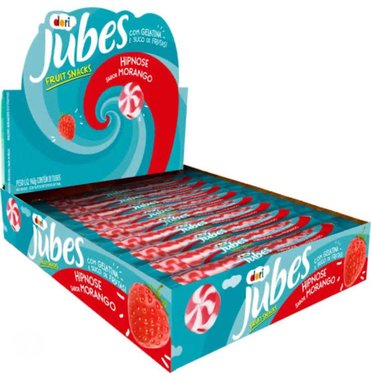 GOMA TUBO DORI JUBES FRUIT SNACKS HIPNOSE MORANGO 40G