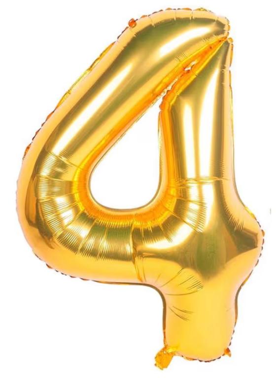 BALAO METALIZADO NUMERO DOURADO 110CM N°4 BR
