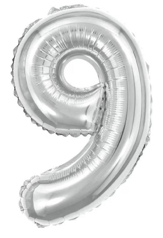 BALAO METALIZADO NUMERO PRATA 100CM N°9 GNR