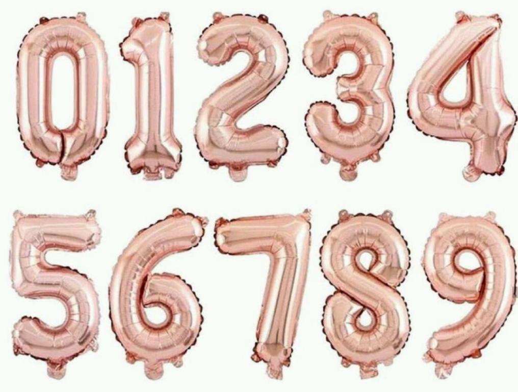 BALAO METALIZADO NUMERO YDH ROSE GOLD 75CM N°3