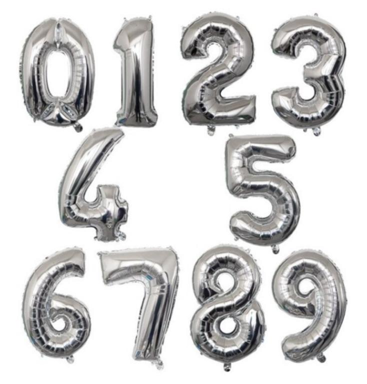 BALAO METALIZADO NUMERO GNR PRATA 75CM N°9