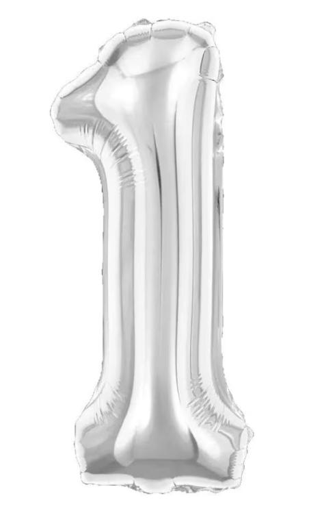BALAO METALIZADO NUMERO PRATA 40CM N°1 BR