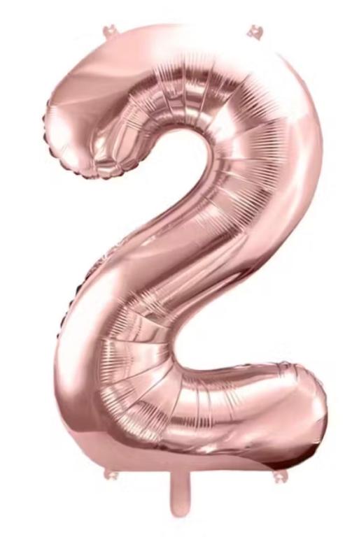 BALAO METALIZADO NUMERO ROSE GOLD 40CM N°2 WARNA