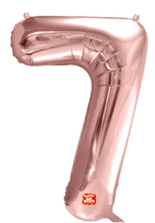 BALAO METALIZADO NUMERO ROSE GOLD 45CM N°7 GNR