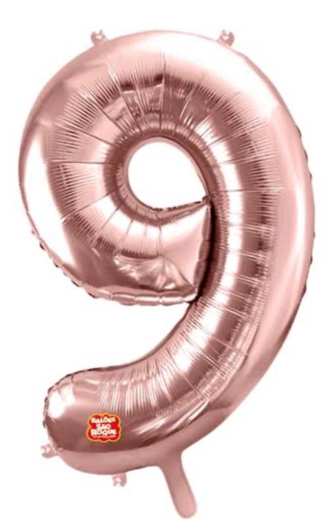 BALAO METALIZADO NUMERO ROSE GOLD 45CM N°9 GNR