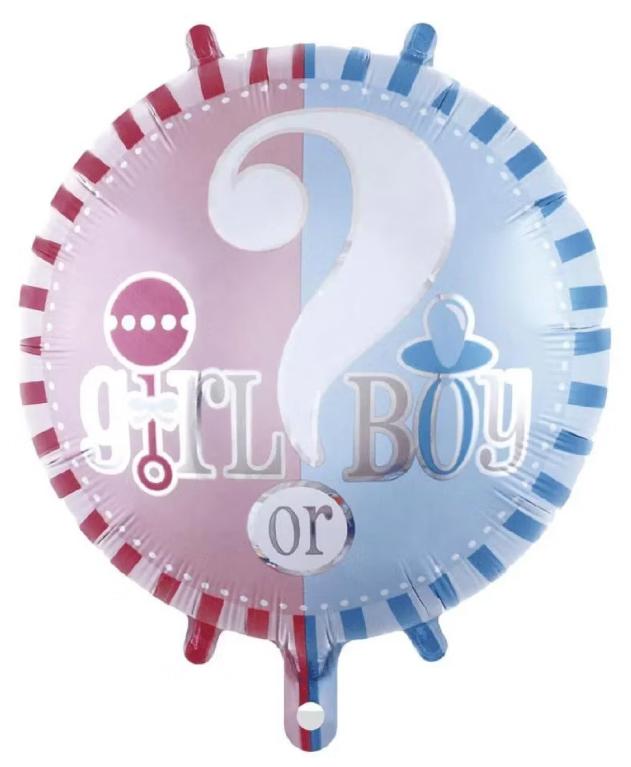 BALAO METALIZADO REVELACAO GIRL/BOY 45CM