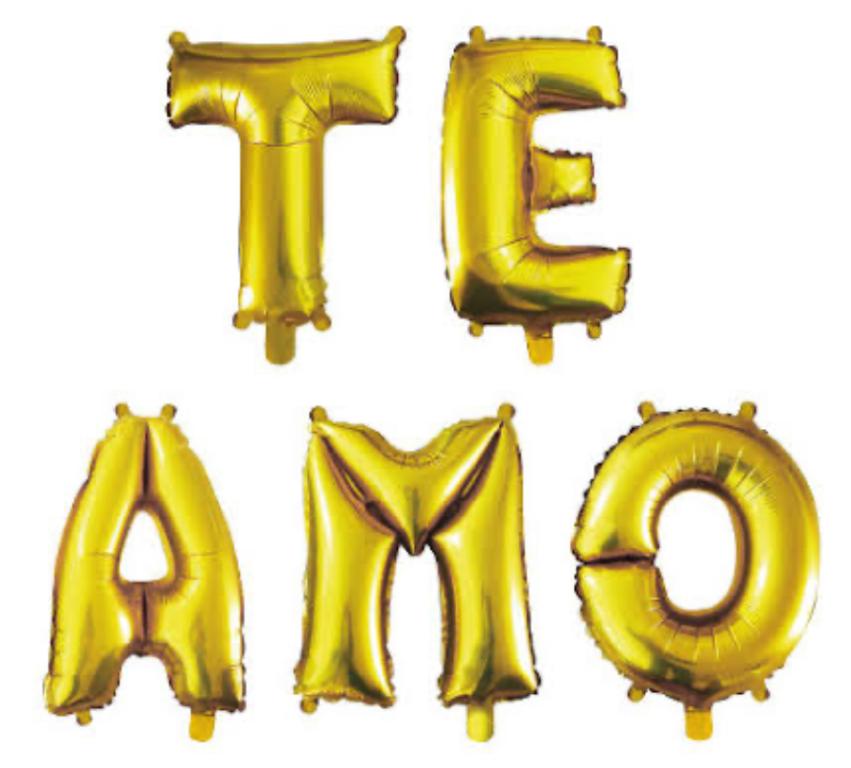 BALAO METALIZADO DOURADO TE AMO 45CM