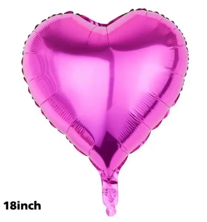 BALAO METALIZADO CORACAO ROSA PINK 45CM