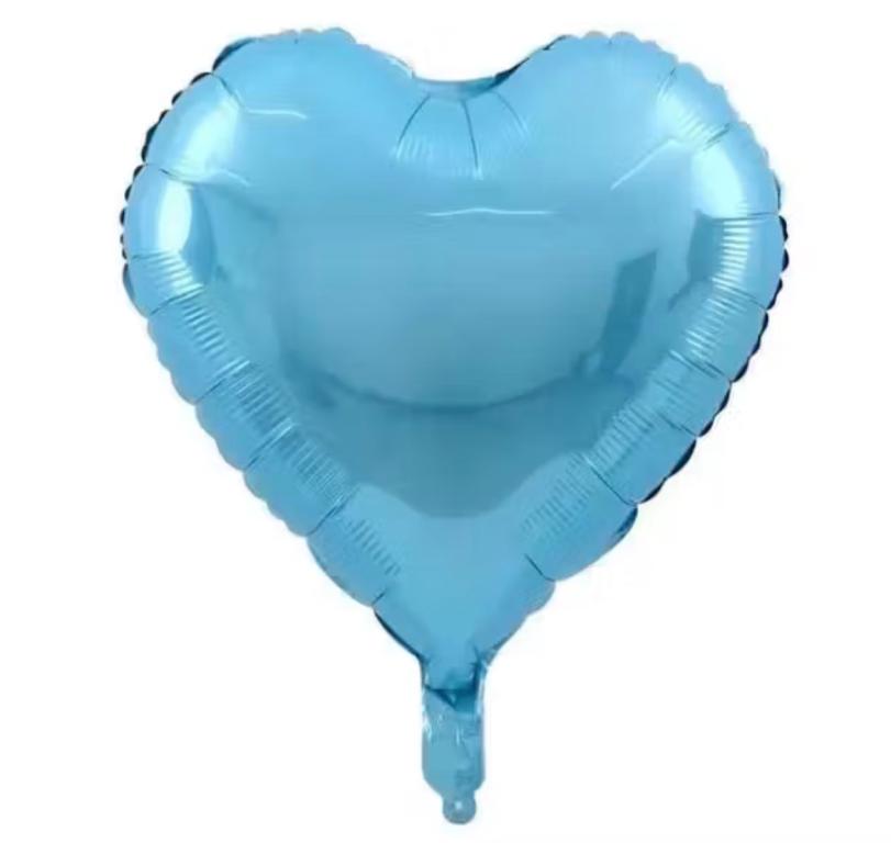BALAO METALIZADO CORACAO AZUL CLARO 45CM