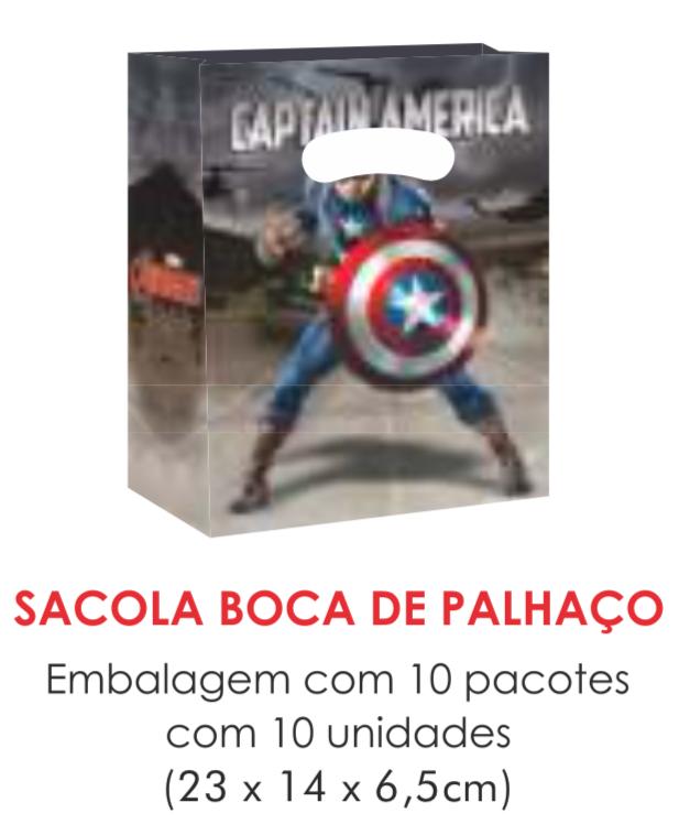 SACOLA TEMA CAPITAO AMERICA BOCA PALHACO C/10UN
