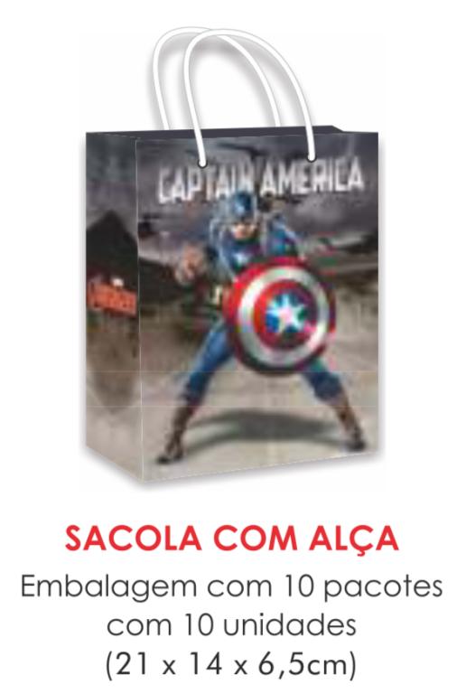 SACOLA TEMA CAPITAO AMERICA PAPEL SURPRESA C/10UN