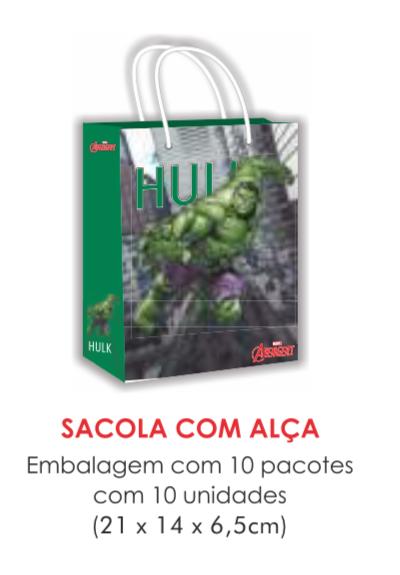 SACOLA TEMA HULK PAPEL SURPRESA C/10UN