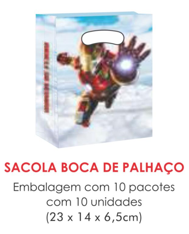 SACOLA TEMA HOMEM DE FERRO BOCA PALHACO C/10UN