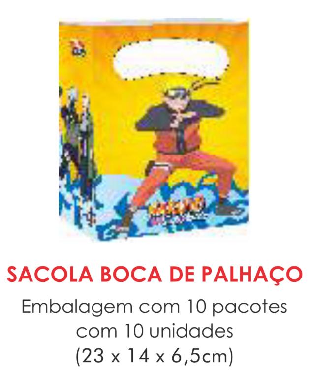SACOLA TEMA NARUTO BOCA PALHACO C/10UN