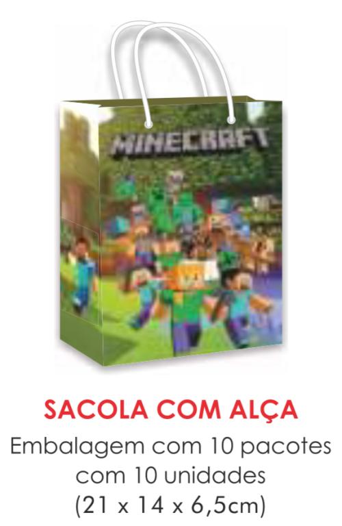 SACOLA TEMA MINECRAFT PAPEL SURPRESA C/10UN