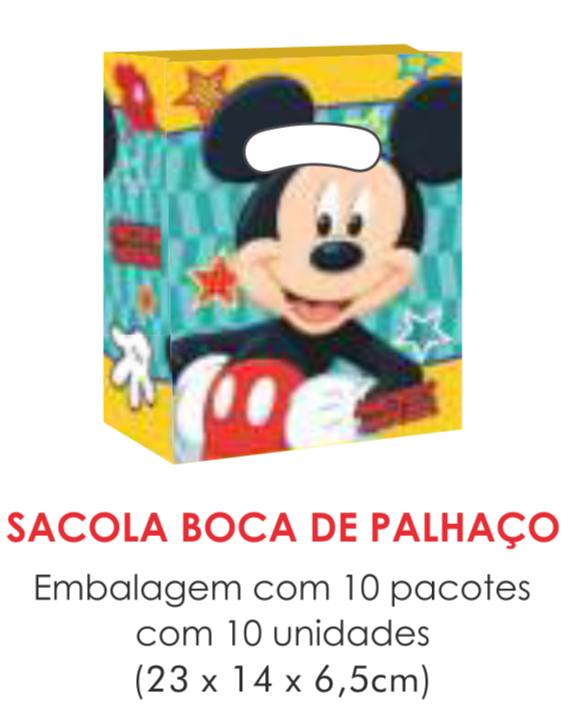 SACOLA TEMA MICKEY BOCA PALHACO C/10UN