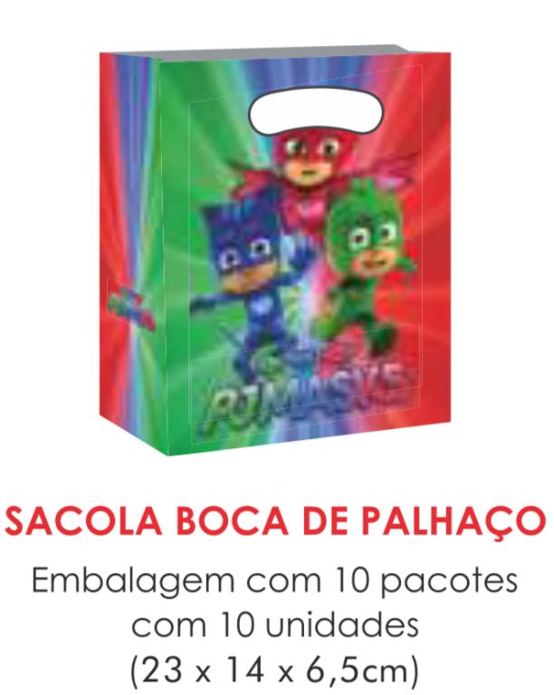 SACOLA TEMA PJ MASKS BOCA PALHACO C/10UN