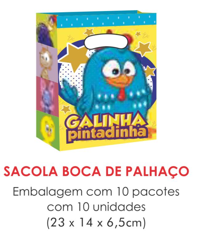 SACOLA TEMA GALINHA PINTADINHA BOCA PALHACO C/10UN