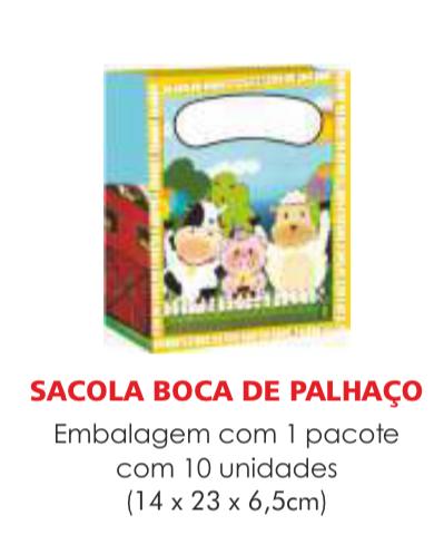 SACOLA TEMA FAZENDINHA BOCA PALHACO C/10UN