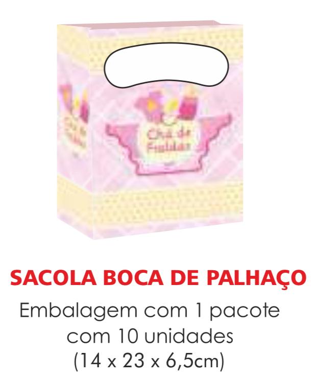 SACOLA TEMA CHA DE FRALDAS BOCA PALHACO C/10UN