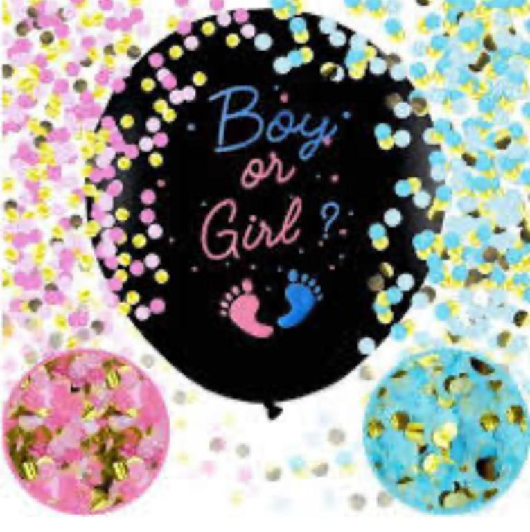 BALAO CHA REVELACAO C/ CONFETE 90CM