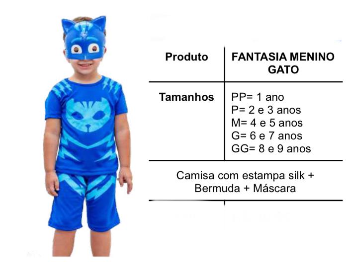 FANTASIA MENINO GATO + MASCARA TAM. P