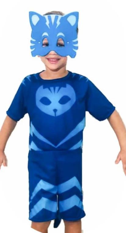 FANTASIA MENINO GATO + MASCARA MACACAO TAM. M