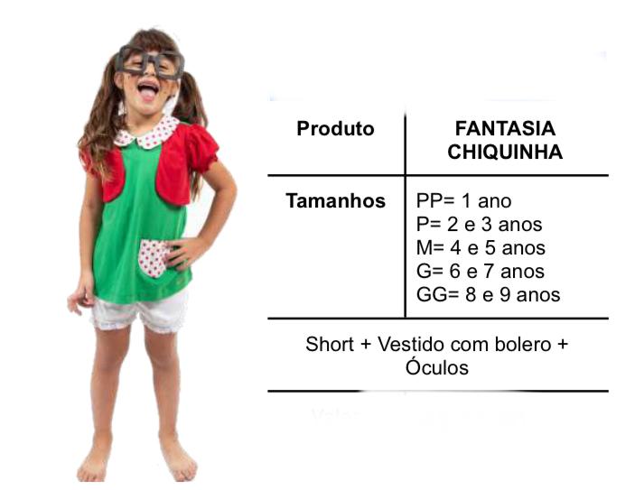 FANTASIA CHIQUINHA + OCULOS TAM. G