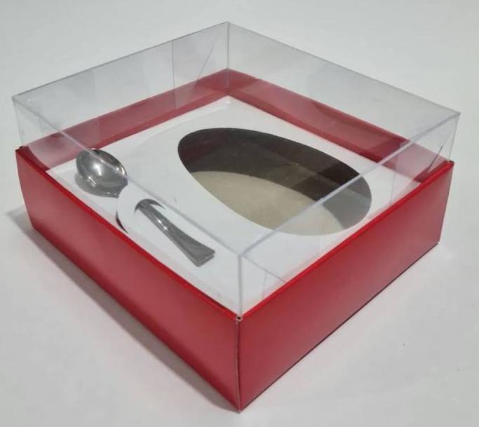 CAIXA OVO VERMELHA BRILHANTE C/ COLHER 150G