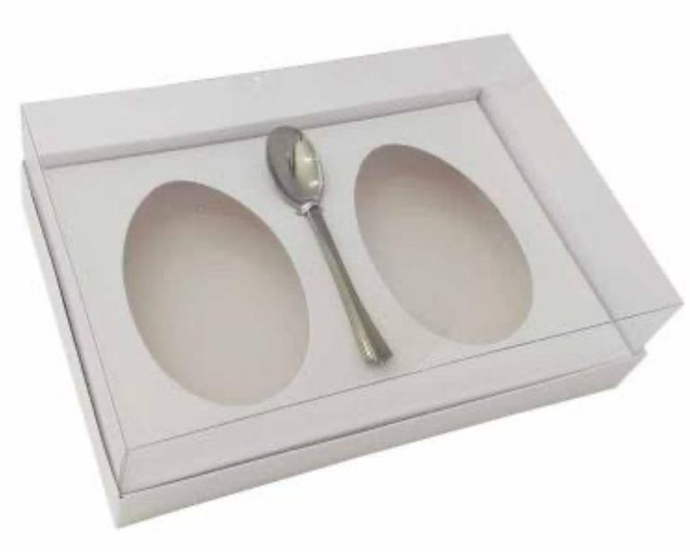 CAIXA OVO BRANCA C/ COLHER 2 DE 150G