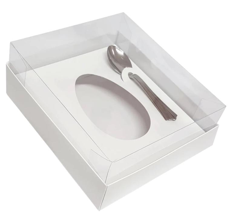 CAIXA OVO BRANCA C/ COLHER 150G