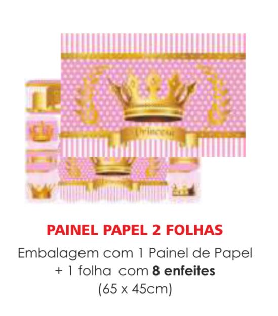 PAINEL ECONOMICO 2 FOLHAS COROA PRINCESA ROSA