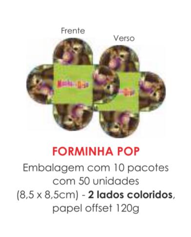 PORTA BOMBOM TEMA MARSHA E O URSO 8,5X8,5CM C/50UN