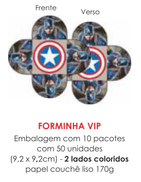 PORTA BOMBOM TEMA CAPITAO AMERICA 8,5X8,5CM C/50UN
