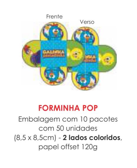 PORTA BOMBOM TEMA GALINHA PINTADINHA 8,5X8,5CM C/50UN
