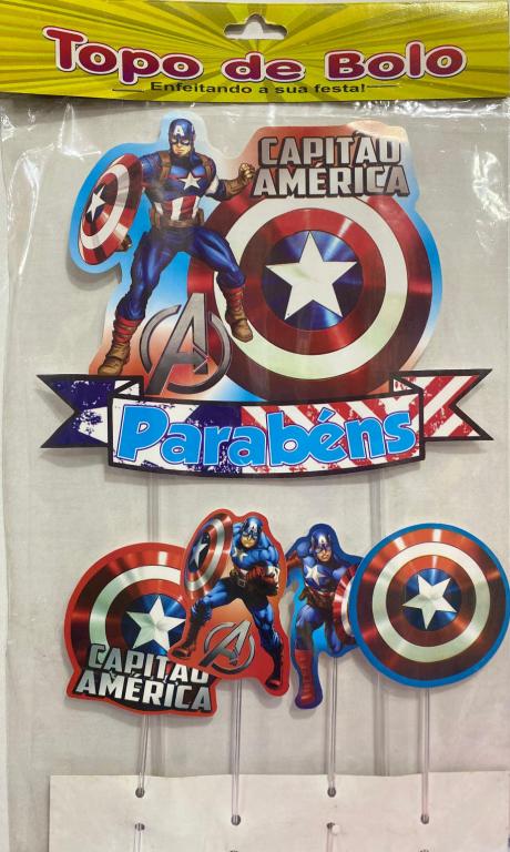 TOPO DE BOLO CAPITAO AMERICA