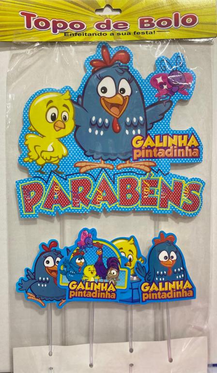 TOPO DE BOLO GALINHA PINTADINHA