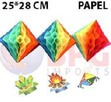 BALAO ORIGAMI DE PAPEL COM FIGURAS 30CM