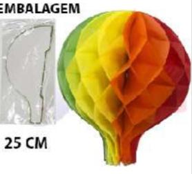 BALAO JUNINO ORIGAMI DE PAPEL ARCO IRIS 25CM