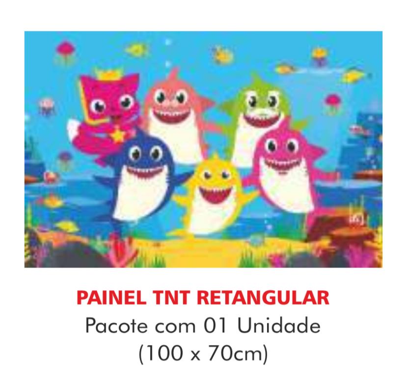 PAINEL TNT DUPLO RETANGULAR BABY SHARK 70X100CM