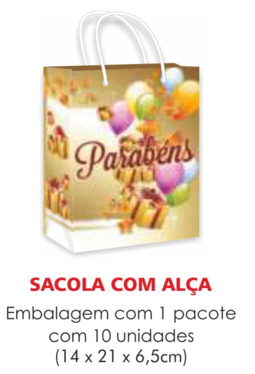 SACOLA TEMA PARABENS PAPEL SURPRESA C/10UN