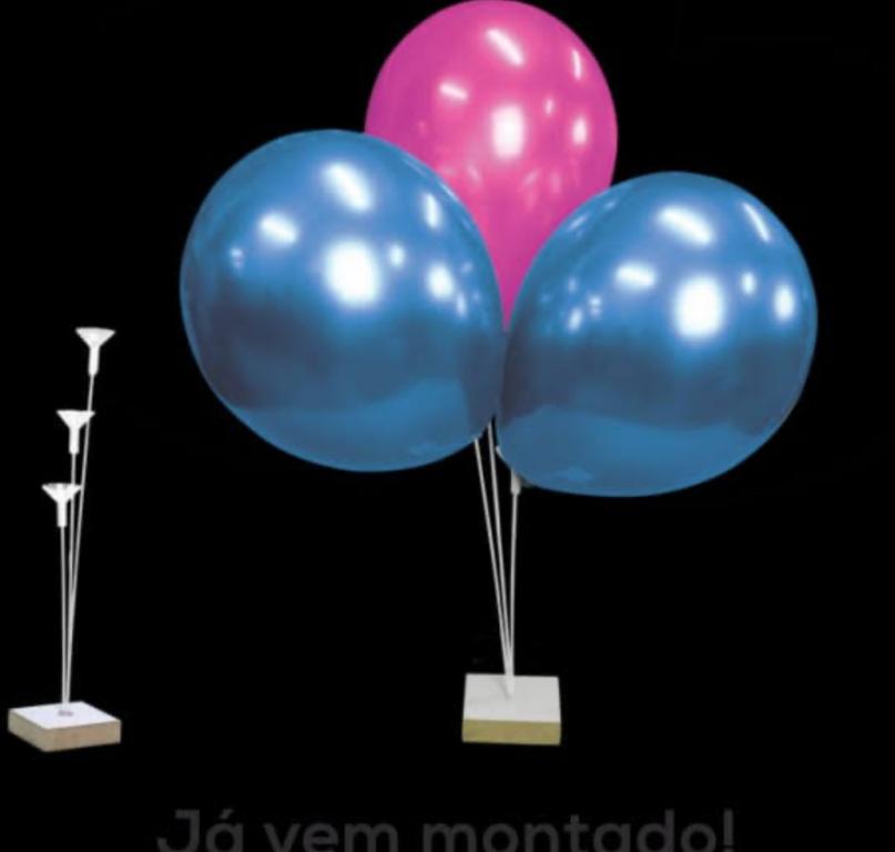 SUPORTE BALAO MDF FIBRA PEQUENO C/ 3 HASTES